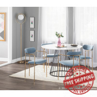 Lumisource CH-DEMI AUVBU2 Demi Contemporary Chair in Gold Metal and Light Blue Velvet - Set of 2